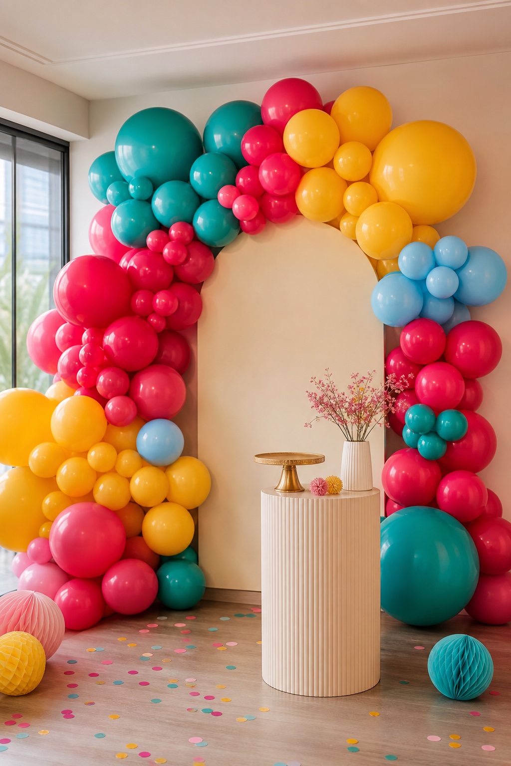 Balloon garland backdrop photo corner