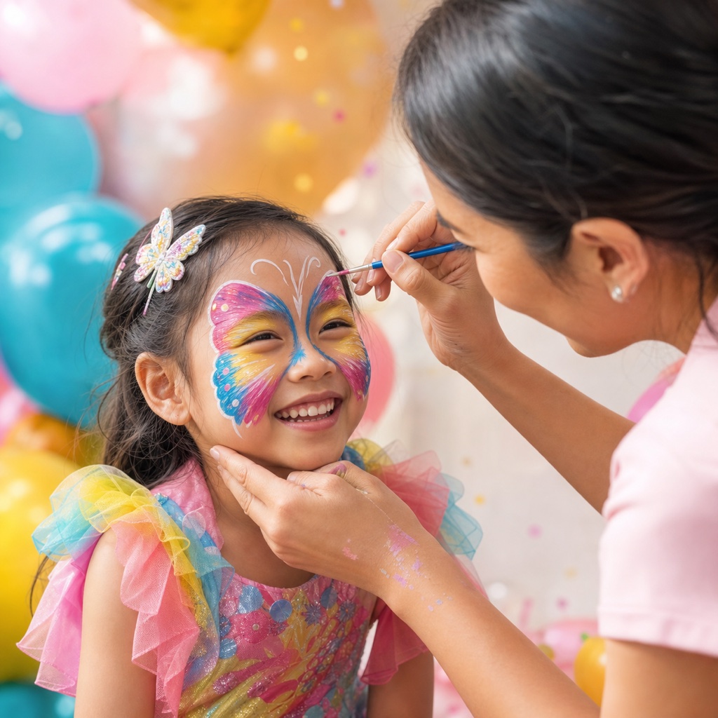 Face painting at a kids party