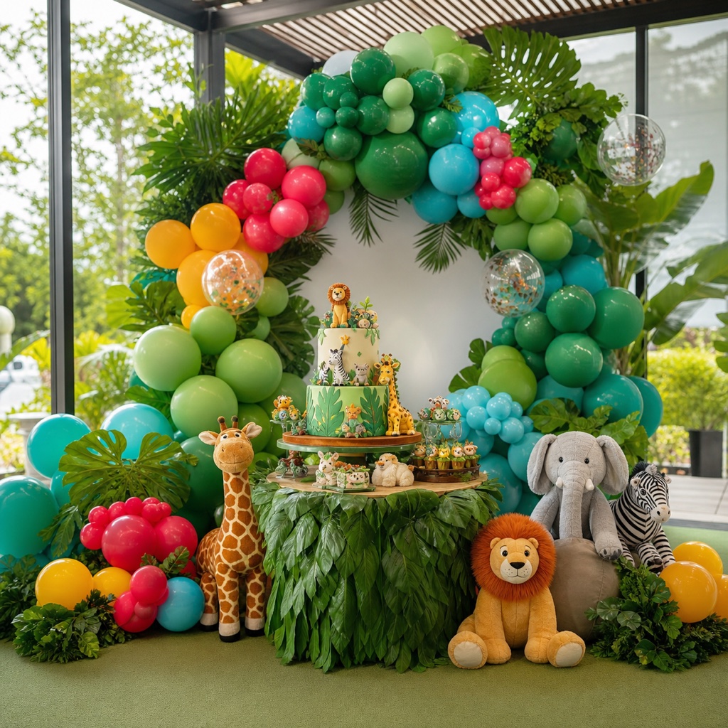 Jungle safari themed party décor