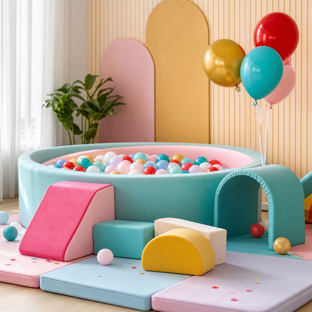 Soft play and ball pit setup for toddlers